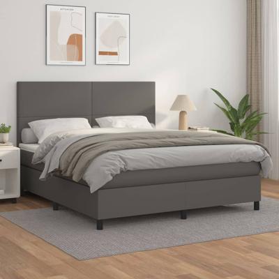 Boxspring met matras kunstleer grijs 160x200 cm - thumbnail