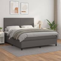 Boxspring met matras kunstleer grijs 180x200 cm - thumbnail