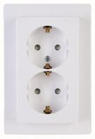 KOPP - Wandcontactdoos - Paris HK05 - Inbouw - 1-voudig Dubbel Stopcontact - Randaarde - Kinderbeveiliging - Arctic Glans Wit - thumbnail