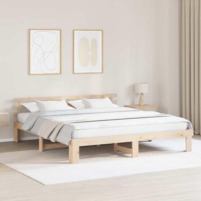 Bedframe met hoofdeinde Bruin 180 x 200 cm Massief grenenhout