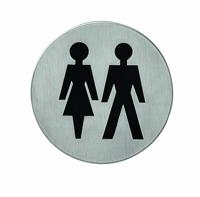Intersteel pictogram dames- en herentoilet zelfklevend rond - RVS - thumbnail
