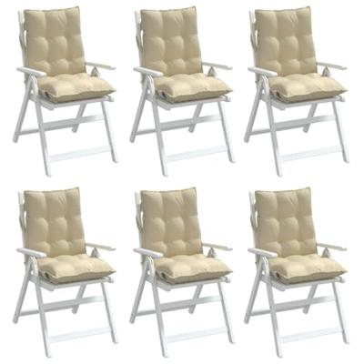 VidaXL Stoelkussens 6 st lage rug oxford stof beige VidaXL Stoelkussens 6 st lage rug oxford stof beige
