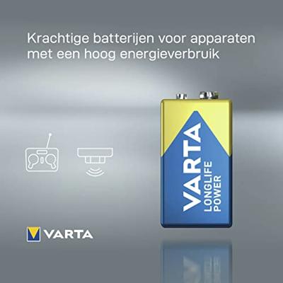 Varta VARTA Longlife Power 9V Stück 9V batterij (blok) Alkaline 580 mAh 9 V 20 stuk(s) Varta VARTA Longlife Power 9V Stück 9V batterij (blok) Alkaline 580 mAh 9 V 20 stuk(s)