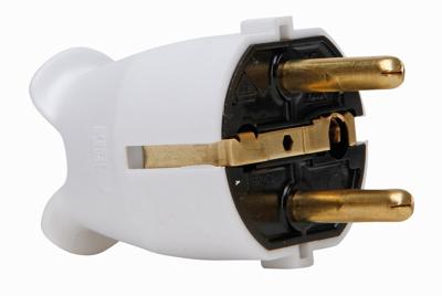 Kopp stekker plastic RA IP20 artic wit