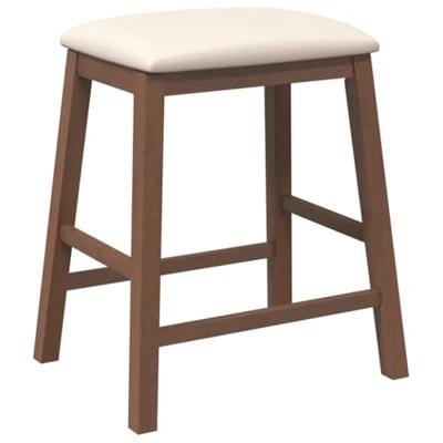Barstoelen met kussens 2 st massief hout rubber bruin