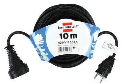 Brennenstuhl Kwaliteits kunststof verlengsnoer 10m zwart H05VV-F 3G1,5 - 1165460 - thumbnail