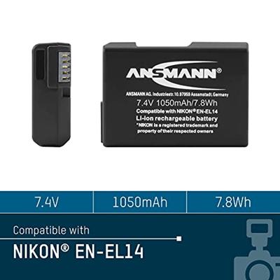 Ansmann EN-EL14 Camera-accu Vervangt originele accu EN-EL14 7.4 V 1050 mAh Ansmann EN-EL14 Camera-accu Vervangt originele accu EN-EL14 7.4 V 1050 mAh
