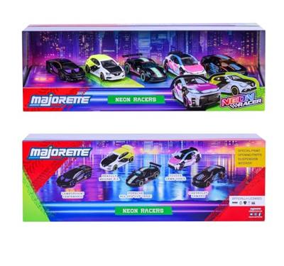 MAJORETTE - SL Neon Racer Cadeaupakket met 5 voertuigen - Geschikt voor kinderen vanaf 3 jaar