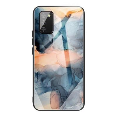 Voor Samsung Galaxy A02s (EU-versie) abstract marmeren patroon glazen beschermhoes (abstract blauw) Voor Samsung Galaxy A02s (EU-versie) abstract marmeren patroon glazen beschermhoes (abstract blauw)