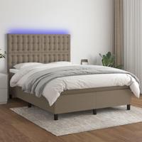 Boxspring met matras en LED stof taupe 140x190 cm - thumbnail
