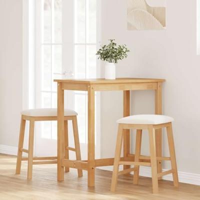 Barstoelen met kussens 2 st massief hout rubber