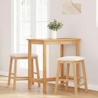 Barstoelen met kussens 2 st massief hout rubber - thumbnail