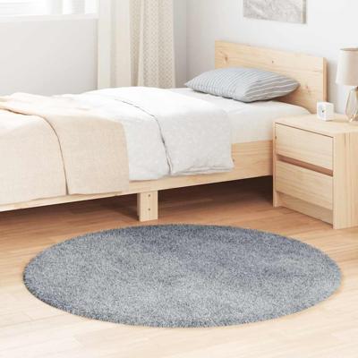 Hoogpolig vloerkleed NAVARRA 120x120 cm polyester lichtgrijs
