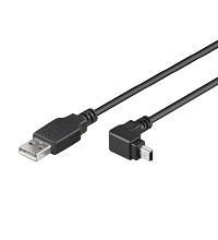 Goobay 93971 USB 2.0 naar 90 graden USB 2.0 Mini Type B-kabel 480 Mbits/USB A naar Mini B USB haakse stekker adapterkabel/GoPro - kaartlezer - hubs/zwart / 1,8 m