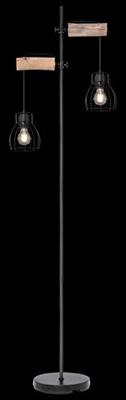 Globo Staande lampMina zwart met hout - 15326-2SN