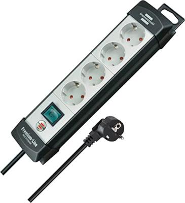Brennenstuhl Premium-Line stekkerdoos 4-voudig zwart/lichtgrijs 1,8m H05VV-F 3G1,5 - 1951540100 - thumbnail