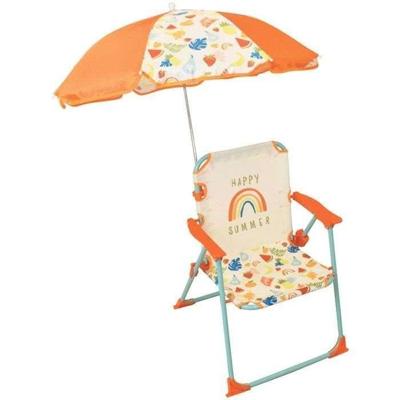 FUN HOUSE Fruity's Opvouwbare campingstoel met parasol - H.38.5 x B.38.5 x D.37.5 cm + parasol ø 65 cm - Voor kinderen