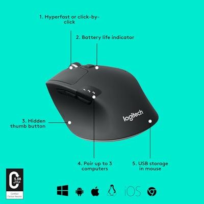 Logitech M720 Triathlon muis zwart - thumbnail