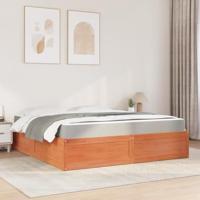 Bed met matras massief grenenhout wasbruin 180x200 cm - thumbnail