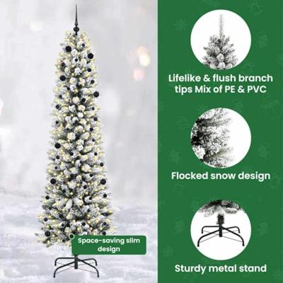 Kunstkerstboom met 300 LED Wit 240 cm PVC en Metaal en Plastic