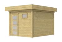Woodvision Tapuit blokhut 300x300 cm 28 mm vuren groen geïmpregneerd - thumbnail
