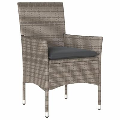 7-delige Tuinset met kussens poly rattan en glas grijs