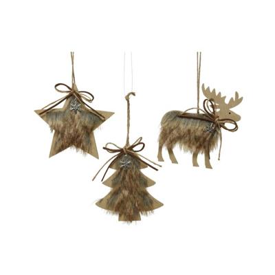 Kerstornament Kerstfiguur Hout en Bont Assorti 1st