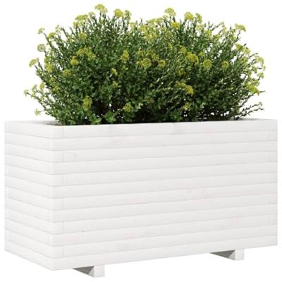 Plantenbak 90x40x49,5 cm massief grenenhout wit