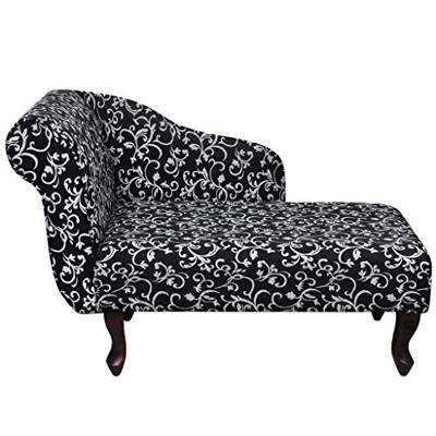 VidaXL Chaise longue stof zwart en wit VidaXL Chaise longue stof zwart en wit