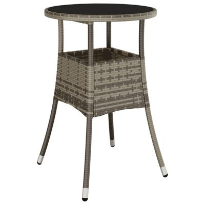 3-delige Tuinset met kussens poly rattan en glas grijs - thumbnail