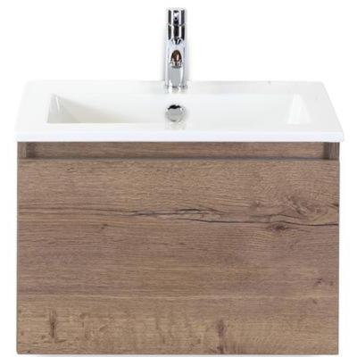 Frozen Badmeubelset 60 cm - Greeplijst in Kleur - Tabacco - Keramische Wastafel Wit 1 Kraangat