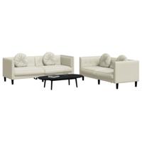 2-delige Loungeset met kussens fluweel crèmekleurig - thumbnail