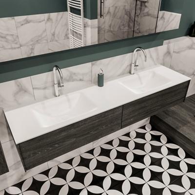 Lush onderkast 180cm in kleur ANTRACITE met 2 lades Push tot open geschikt voor dubbele wastafel. Compleet met solid surface wastafel cloud M63023met 2 kraangat(en) Lush onderkast 180cm in kleur ANTRACITE met 2 lades Push tot open geschikt voor dubbele wastafel. Compleet met solid surface wastafel cloud M63023met 2 kraangat(en)