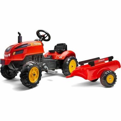FALK - 2046AB - Red X Tractor traptractor met te openen motorkap en aanhanger inbegrepen