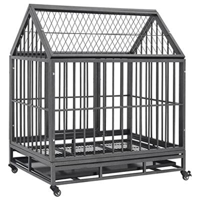 VidaXL Hondenbench met wielen en dak 92x62x106 cm staal