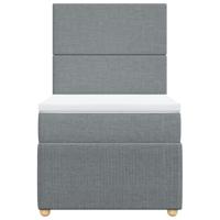 Boxspring met matras stof lichtgrijs 120x190 cm - thumbnail
