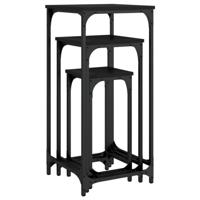 3-delige Tafeltjesset bewerkt hout zwart - thumbnail