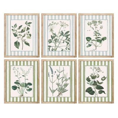 Schilderij Home ESPRIT Wit Groen Shabby Chic Botanische planten 30 x 2,5 x 40 cm (6 Stuks)
