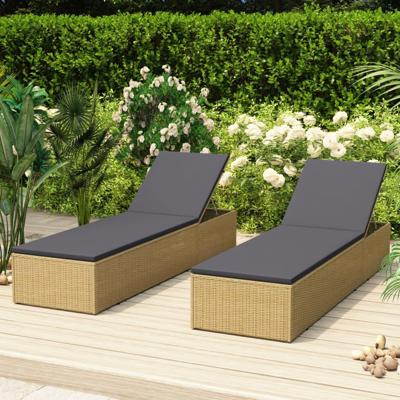 VidaXL Ligbed poly rattan bruin en donkergrijs VidaXL Ligbed poly rattan bruin en donkergrijs