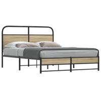 Bedframe zonder matras bewerkt hout gerookt eiken 140x190 cm - thumbnail