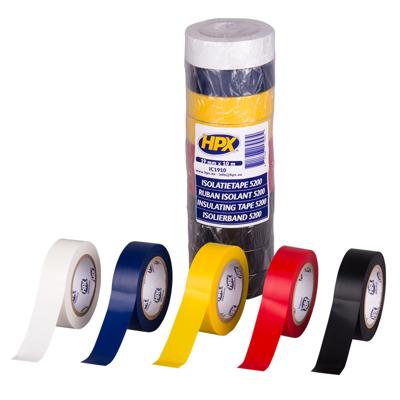 HPX PVC isolatietape | Gemengd | 19mm x 10m | set van 10 - IC1910 | 12 stuks IC1910 HPX PVC isolatietape | Gemengd | 19mm x 10m | set van 10 - IC1910 | 12 stuks IC1910