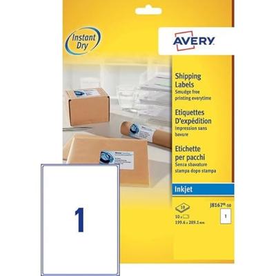 Etiket Avery J8167-10 199.6x289.1mm wit 10 etiketten Etiket Avery J8167-10 199.6x289.1mm wit 10 etiketten