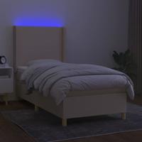 Boxspring met matras en LED stof crèmekleurig 140x190 cm - thumbnail