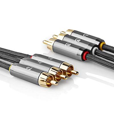 Composiet Videokabel | 3x RCA Male - 3x RCA Male | Gun Metal Grey | Gevlochten Kabel Composiet Videokabel | 3x RCA Male - 3x RCA Male | Gun Metal Grey | Gevlochten Kabel
