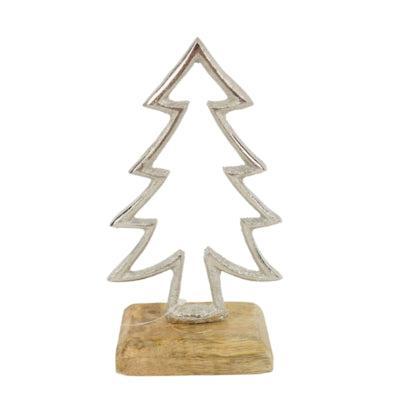 Beeld dennenboom op voet mangohout 17 cm | 12 stuks