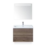 Vogue Badmeubelset 80 cm - Greeplijst in kleur - Tabacco - Keramische Wastafel Wit 1 kraangat - met Sence Spiegel - thumbnail