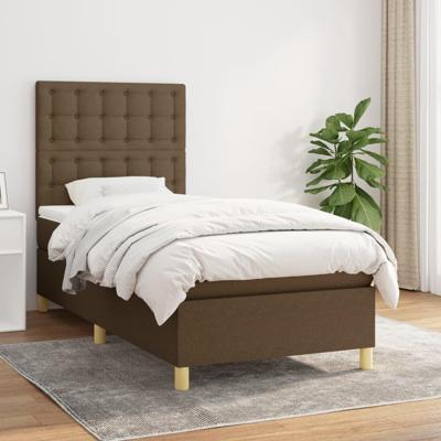 Boxspring met matras stof donkerbruin 90x200 cm