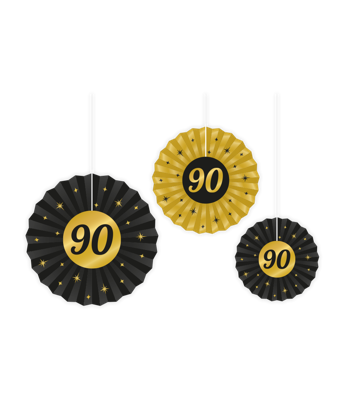 Classy Honeycomb Waaier Set 90 Jaar (3st)