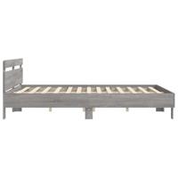 Bedframe met hoofdeinde bewerkt hout grijs sonoma 200x200 cm - thumbnail