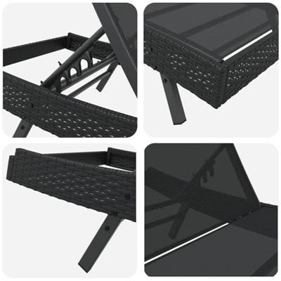 Ligstoel 1-persoon Zwart 70 x 197 x 82 cm Poly Rattan en Metaal